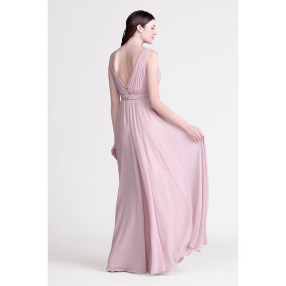 Long Pink Chiffon Bridesmaid Dress. Rose Pink. Size M. - Picture 2 of 4